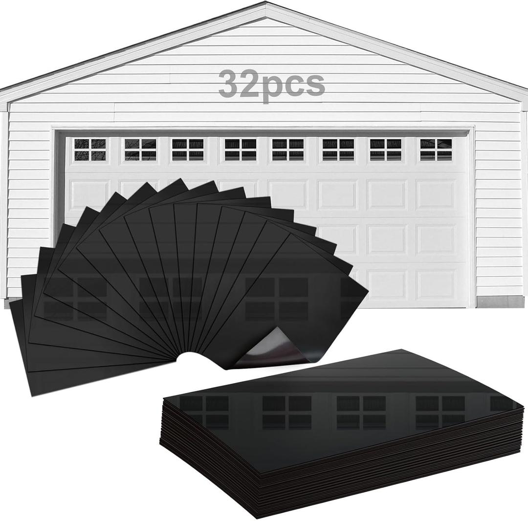 Glossy Magnetic Garage Door Windows,Garage Door Magnetic Decorative Hardware,Garage Magnets Decoration 4X6 inches-32pcs for 2 Garage Doors