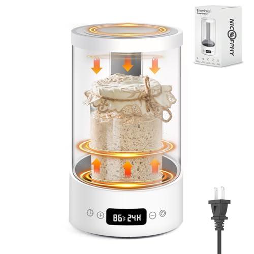 Sourdough Starter Warmer Home Incubator - Upgraded Sour Dough Warmer Box with Double Heating Plates and Warming Dome, 70-120°F Precise 1°F Thermostat, 24H Timer Fermentation Sourdough Heater Mat Tool
