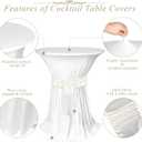 Kochorie 4 Set Cocktail Table Covers with Satin Sash, 32 x 43 Inch Round Cocktail Table Skirt, Spandex Stretch High Top Tablecloth for Wedding Banquet Birthday Party Decorations, (White, Ivory)