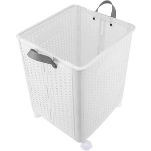Laundry Hamper Large Foldable Laundry Baskets, Freestanding Clothes Hamper with Easy Carry Handles in Laundry Room Bedroom Bathroom College Dorm for Adults (White)