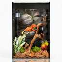10 Gallon Reptile Tank - 12x12x18 Crested Gecko Tank Enclosure - PVC Habitat with Ventilation for Lizard, Spiders & Snakes (Black)