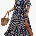 Floerns Women's Plus Size Cold Shoulder Short Sleeve Split Thigh Long Dress, XL PLUS