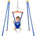 Baby Jumper with Stand, Baby Jumpers and Bouncers for Indoor & Outdoor Play, Swing Set with Stand Suitable for 6-24 Months Infant & Toddler, Easy to Assemble & Store (Blue)