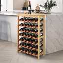 VASMIA 42 Bottles Bamboo Wine Rack,7-Tier Wine Rack Freestanding Floor with Table Top, Wine Storage Shelf for Kitchen Dining Room Bar,Natural
