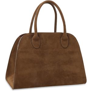 Suede Tote Bag for Women,Women's Suede Purse Vintage Top Handle Bag,Fashion Shoulder Satchel Bag for Office Travel (Brown-large-without Strap)