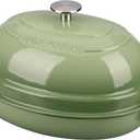EDGING CASTING Enameled Oval Cast Iron Dutch Oven Pot with Lid, Bread Dutch Oven for Sourdough Bread Baking, Dutch Oven Bread, Bread Oven, 6QT, Pistachio Green