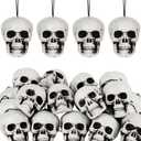 Lenwen 24 Pcs Horror Christmas Skull Hanging Tree Ornament Decor Plastic Mini Halloween Skulls Head Small Skeleton Head Decoration Hanging Ornament for Xmas Holiday Party Supplies (1.8x1.8x2.4'')