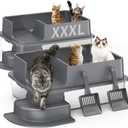 Stainless Steel Cat Litter Box – 2-Pack Extra Large Open Tray, Deep Gray