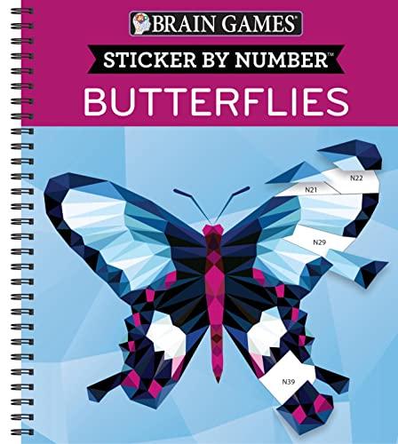 Brain Games - Sticker by Number: Butterflies - 2 Books in 1 (42 Images to Sticker)