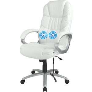 FDW Office Chair Massage Computer Chair High Back Adjustable Desk Chair Rolling Swivel Executive Chair PU Leather with Lumbar Support Arms Headrest Task Chair,White