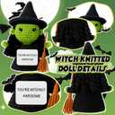 2 Pcs Pink and Green Witch Themed Crochet Doll, 5.9 Inch Positive Knitted Witch Gifts, Emotion Support Handmade Inspirational Crochet Dolls for Halloween, Pink and Green Party Decor