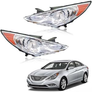 Headlights Assembly with Amber Corner Replacement for Sonata 2011-2014 Headlamps Driver and Passenger Side