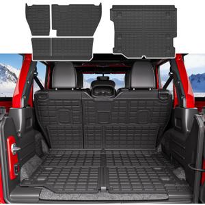 Cargo Mat Compatible with 2018-2024 Jeep Wrangler JL Unlimited 4X4 TPE Cargo Liner Trunk Mat Backrest Trunk Liner Replacement for 2018-2024 Jeep Wrangler JL Accessories