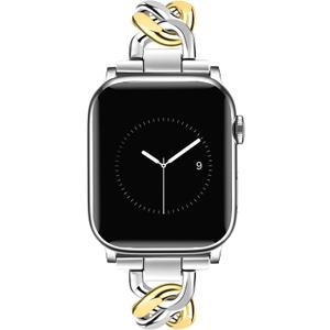 JR.DM Silver Gold Watch Bands for Women Compatible with Apple Watch 38mm 40mm 41mm 42mm(S10/11) Adjustable Metal Cowboy Single Chain Bracelet for iWatch Series 11/10/9/8/7/6/5/4 SE 3/2/1(No Case)