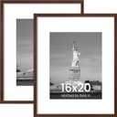 ENJOYBASICS 16x20 Picture Frame, Display Poster 11x14 with Mat or 16 x 20 Without Mat, Wall Gallery Photo Frames, Brown, 2 Pack