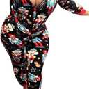 VNVNE Women's One Piece Onsie Print Sleepwear Ugly Christmas Pajamas Jumpsuit Rompers Clubwear Nightwear (Medium, Black)