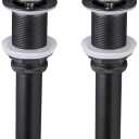 KES Black Sink Drain Without Overflow, Bathroom Sink Stopper, Pop Up Drain Vessel Sink, 2 Pack, Matte Black, All Metal Rustproof Brass and 304 Stainless Steel, S2008D-BK-P2