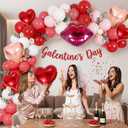 139PCS Valentine's Day Balloon Arch Garland Kit - Red Pink White Balloons with Heart-shaped and Red Lip Balloons for Galentine Decorations, Bachelorette & Bridal Shower, Anniversary Decor