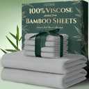 DECOLURE 100% Viscose Derived from Bamboo Sheets King Size 6pcs - Ultra Soft & Luxuriously Cooling, 17" Deep Pocket, Double Stitching, Perfect for Hot Sleepers - King Bed Sheets (Light Grey)