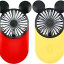 Cute Mouse Personal Mini Fan, Rechargeable Handheld USB Fan, 3 Adjustable Wind Speeds and Wearable Design, Portable Pocket Size for Travel/Outdoor/Vacation/Park Trip (Red+Yellow)