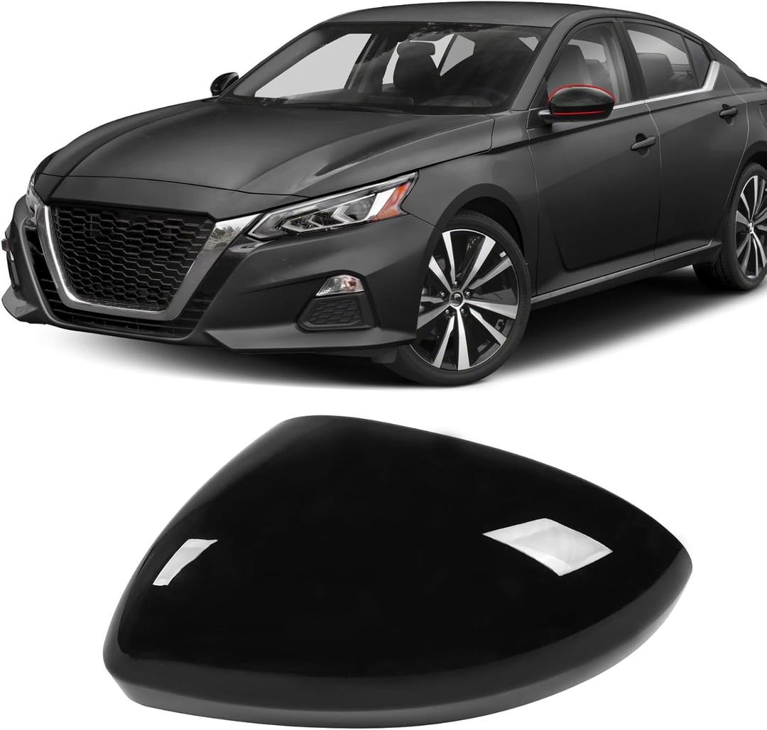Moonlinks Compatible with Nissan Altima 2019 2020 2021 2022 2023 2024 Left Side Mirror Cover Replacement, Glossy Black Exterior Left Driver Side Door Rear view Mirror Cap Trim