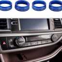4 Pcs AC Air Conditioner Heater 4WD Control Switch Knob Cover Ring Compatible for Toyota Tacoma 2016-2023, Sturdy Aluminum Alloy Blue