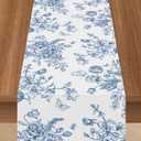 Blue Floral Table Runners 6-Pack  Plastic Disposable Spring Table Runner Chinoiserie Decor for Mother Women, Spring Summer Party, Home Party, Baby Shower, 108x14