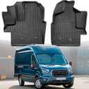 Car Floor Mats for Ford Transit 2022 2023 2024 2025 2026, Fit Vinyl Floor Only (Not Fit for Connect), Custom Fit All-Weather TPE Liners for Transit 150 250 350 Heavy-Duty Black Van Accessories