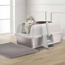 Henkelion Stainless Steel Cat Litter Box with Lid, 20" L x 14.2" W x 11.8" H, Litter Box for Big Cats with High Sided, Anti-Urine Leakage, Easy Cleaning, Includes Cat Mat and Scoop, Medium