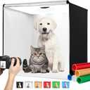 Photo Studio Light Box Photography 32"x32" with 100 LED and 6 Colors Backdrops Photo Box with Lights, Foldable Picture Box for Product Photography with 6500K Brightness (32'' with 6500K)