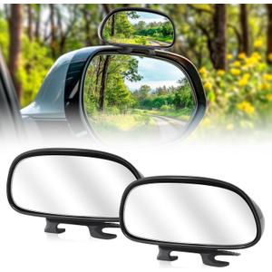 Blind Spot Mirror Adjustable 360 Degree Car Side Mirror, HD Glass Rear View Mirror Exterior Accessories for Car SUV Frame Thickness Less than 5MM (2 x Style 7)
