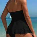 Milumia Women's Tankini Sets Two Piece Halter Cut Out Bathing Suits Tummy Control Swimsuit Flowy Swimwear Black Large