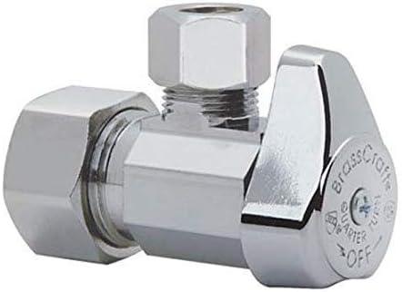 BrassCraft 1/2 in. x 3/8 in. 1/4-Turn Angle Valve, Chrome-Plated Brass, Globe Valve, 2-Port, 125 PSI Max Pressure, ASME A112.18.1, CSA B125.1 Listed, 3-Pack
