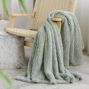 Ultra Soft Cozy Sherpa Throw Blanket, Light Weight Warm Decorative Boho Style Plush Throw Blanket Cover for Couch, Sofa, Bedroom,Travel, Outdoor, 50x60, Sage Green