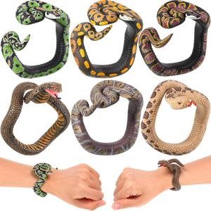 Sumind 6 Pieces Toy Snake Bracelet for Kids PVC Fake Snake Wristband Prank Gifts for Christmas Goodie Bag Stuffers Reptile Birthday Party Favors for Adults Teens