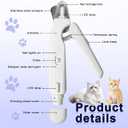 2-in-1 Dog Nail Trimmer & Grinder - 2 LED Lights, Ultra-Quiet, USB Rechargeable, Multiple Grinding Methods & Splash Guard, Nail Clippers for Small/Medium/Large Dogs & Cats (White)