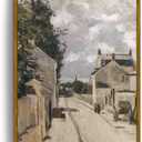 crmotu Framed Canvas Wall Art, Country Street Landscape Art Prints, Old Architecture Vintage Decor Pictures, Retro Scenery Wall Paintings for Living Room Bedroom Kitchen Rustic Farmhouse Decor 12x16in