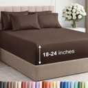 Extra Deep Full Sheet Set - 6 Piece Breathable and Cooling Sheets - Hotel Luxury Bedding for Women, Men, Kids & Teens - Easy & Secure Fit - Soft, Wrinkle Free and Comfy - Extra Deep Pockets - Brown