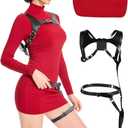 Women Cosplay Dress Outfit Agent Womens Game Costume Police officer Slim Fit Knitted Sweater, Larg