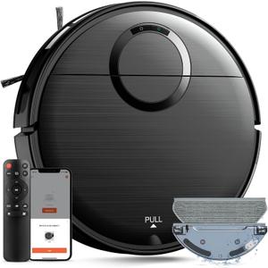 Robot Vacuum and Mop Combo, 2 in 1 Smart Robot Vacuum Mop with Schedule, Wi-Fi/App/Remote, Strong Suction, Self-Charging, Slim, Ideal for Hard Floor, Pet Hair, Low-Pile Carpet