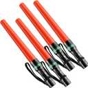 RoadHero 4 Pack Traffic Wand, 16 Inch Flashlight Led Traffic Control Baton, Small Orange Safety Wands, Air Marshaling Wand with 5 Flashing Modes, Night Signal Light for Airport, Parking Directing