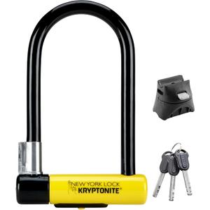 Kryptonite New York Standard Bike U-Lock, Heavy Duty Anti-Theft, 16mm Shackle with Mounting Bracket and Keys, Ultimate Security for Bicycles E-Bikes and Scooters.