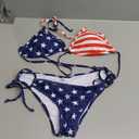 Buauty Bikini Sets for Womens Two Piece Swimsuits Halter String Triangle Bathing Suit Swim Sexy Tie Side Bottom Swimwear (American Flag) 
 XS