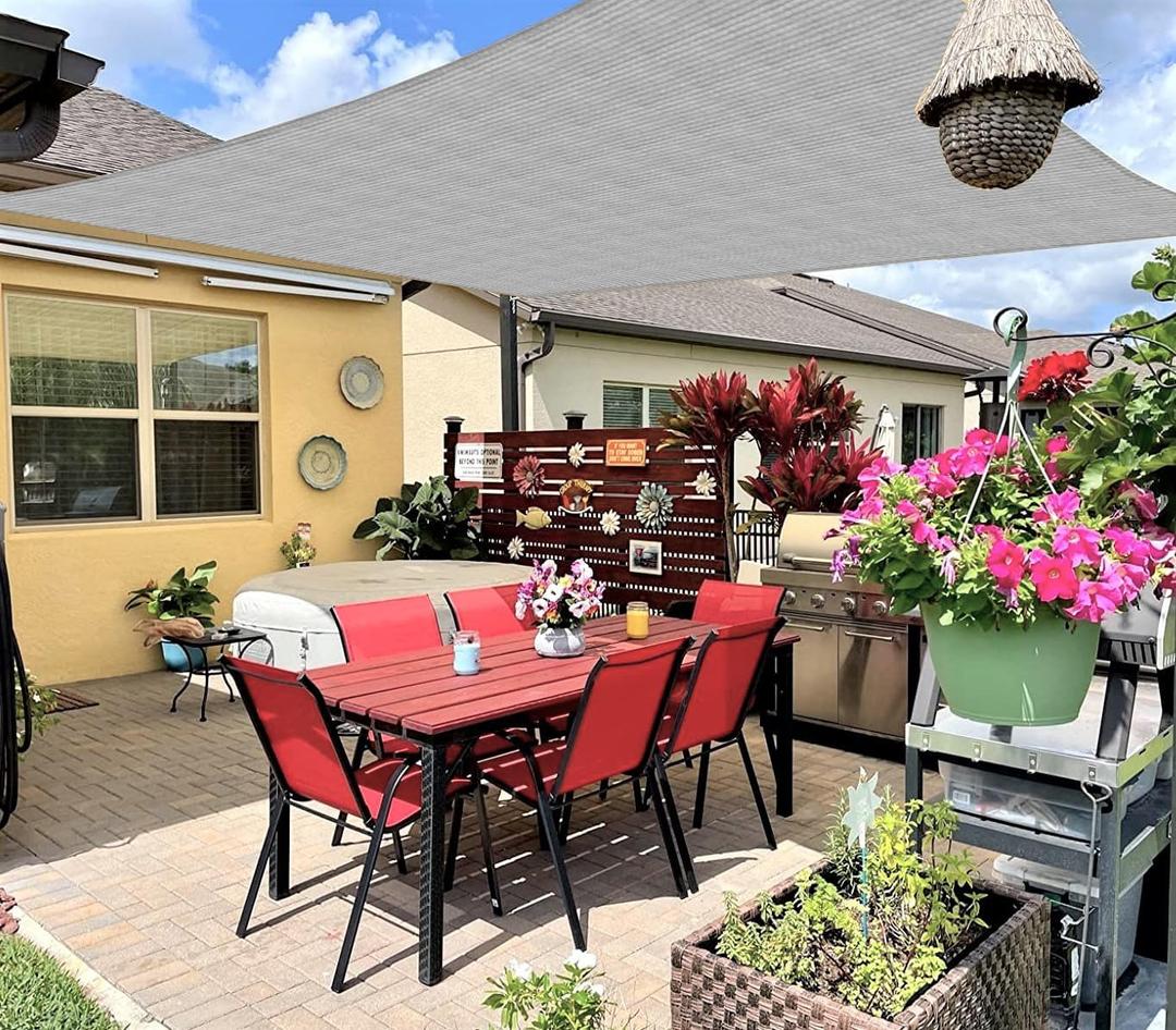 18' x 20' Rectangle Sun Shade Sails Canopy UV Block for Patio Deck Pergola Yard Lawn Outdoor Activities (Gray)