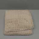 EMME Fleece Blanket, 3D Jacquard Throw Blanket for Couch and Bed, Soft Cozy and Fluffy Blankets Lightweight Luxury Flannel with Geometric Grid Design (Beige, 50'' x 60'')