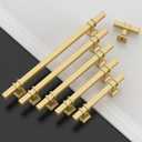 Amerdeco 10 Pack Brushed Gold Cabinet Knobs 1.46 Inch(37mm) Single Hole Cabinet Handles Rectangle Dresser Knobs Drawer Knobs and Pulls for Bathroom Cabinets ZH0067