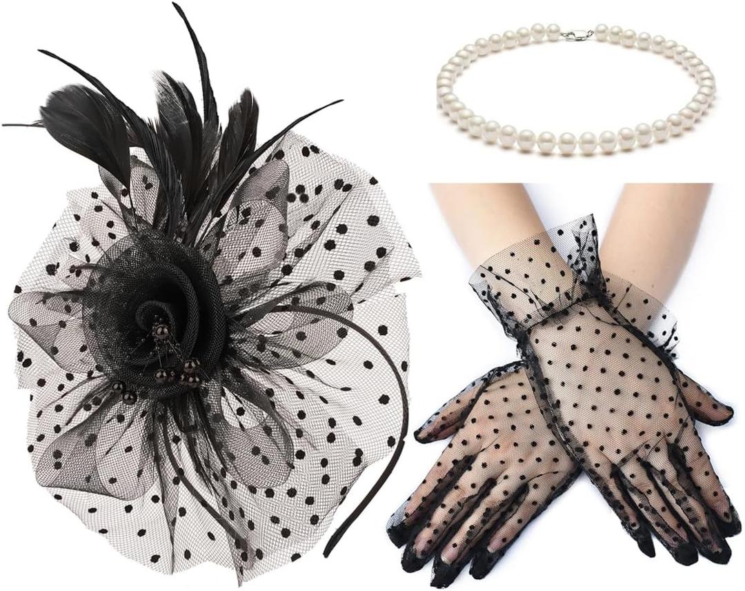 Cizoe Fascinators Hat for Women Tea Party Headband Kentucky Derby Wedding Flower Cocktail Mesh Feathers Hair Clip (Black)