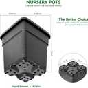 10-Pack Square Planter 3 Gallon Nursery Pots, Injection Molded Plastic Gardening Pots for Indoor Outdoor, Black