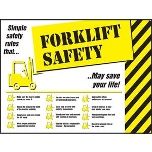 Accuform Safety Posters: Forklift Safety Rules Laminated Poster, 22" x 17"