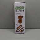 Gudamaye 13 inch Long Wooden Spoons for Cooking, 9 PCS Natural Teak Wooden Kitchen Utensil Set with Utensils Holder Made of Australia Camphor Laurel WoodWooden Utensils for Cooking